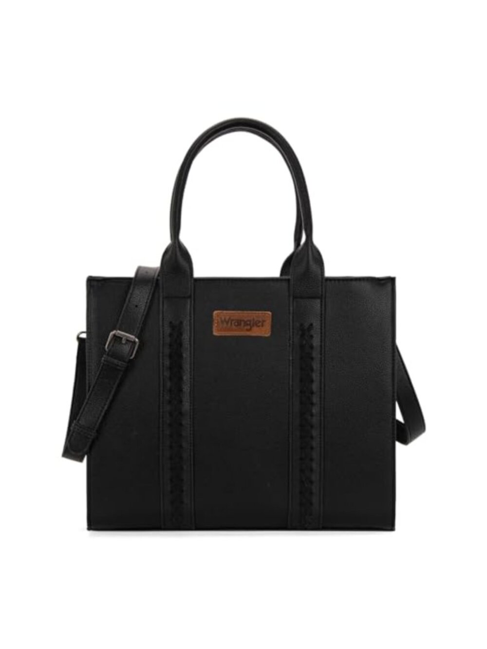 Wrangler Large Whipstitch Tote Bag with Adjustable Shoulder Strap, Zip Top